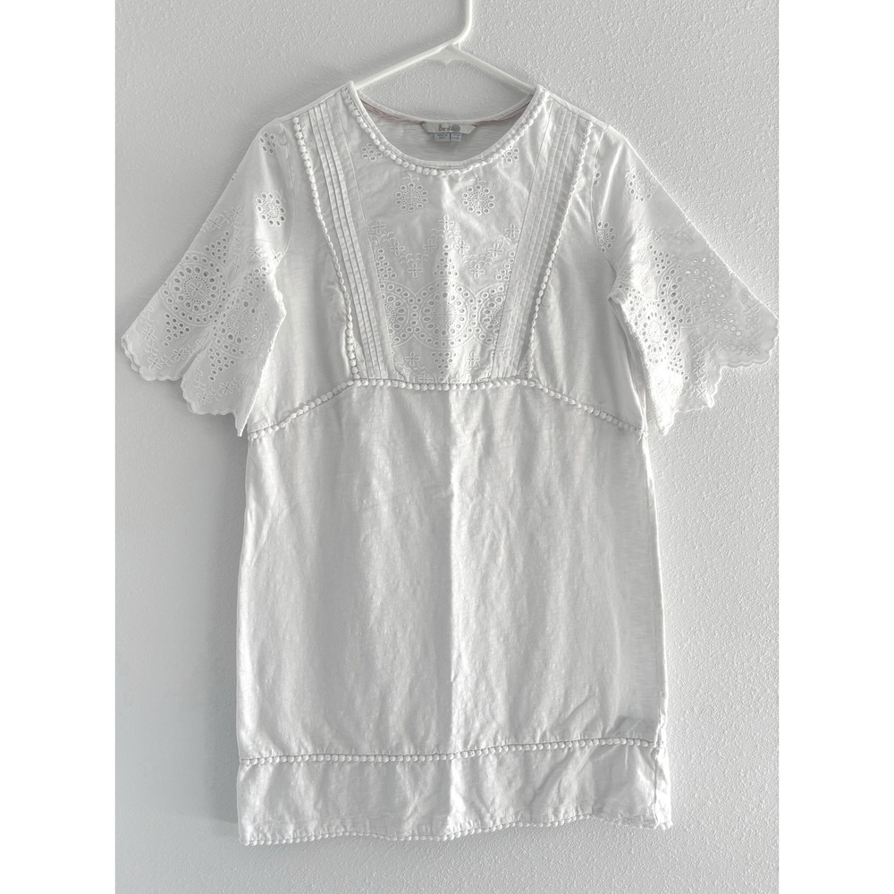 Boden Dress Womens Size 6 Heidi White Eyelet Embroidery Cotton Coastal Beachy‎